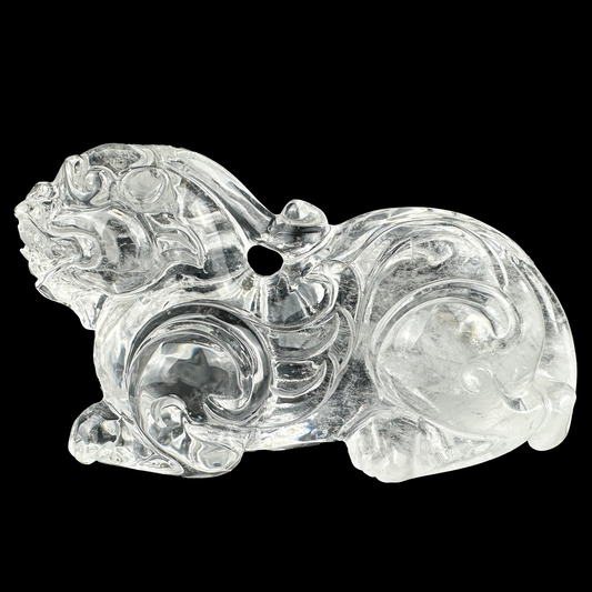 Clearquartz Pixiu Sculpture Crystal Healing Hand Carved