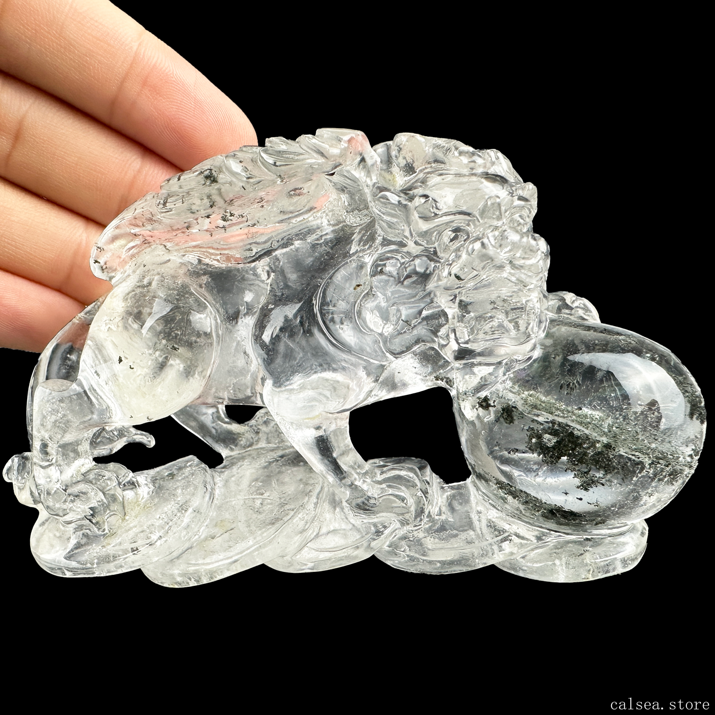 Gardenquartz Money Pixiu Sculpture Crystal Healing Hand Carved