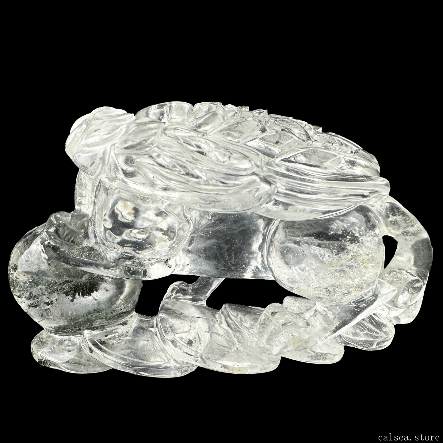 Gardenquartz Money Pixiu Sculpture Crystal Healing Hand Carved