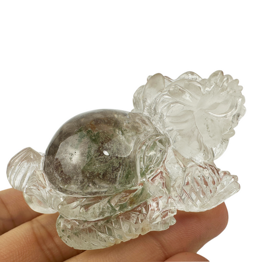 Green Gardenquartz Dragon Turtle Sculpture Crystal Healing Hand Carved