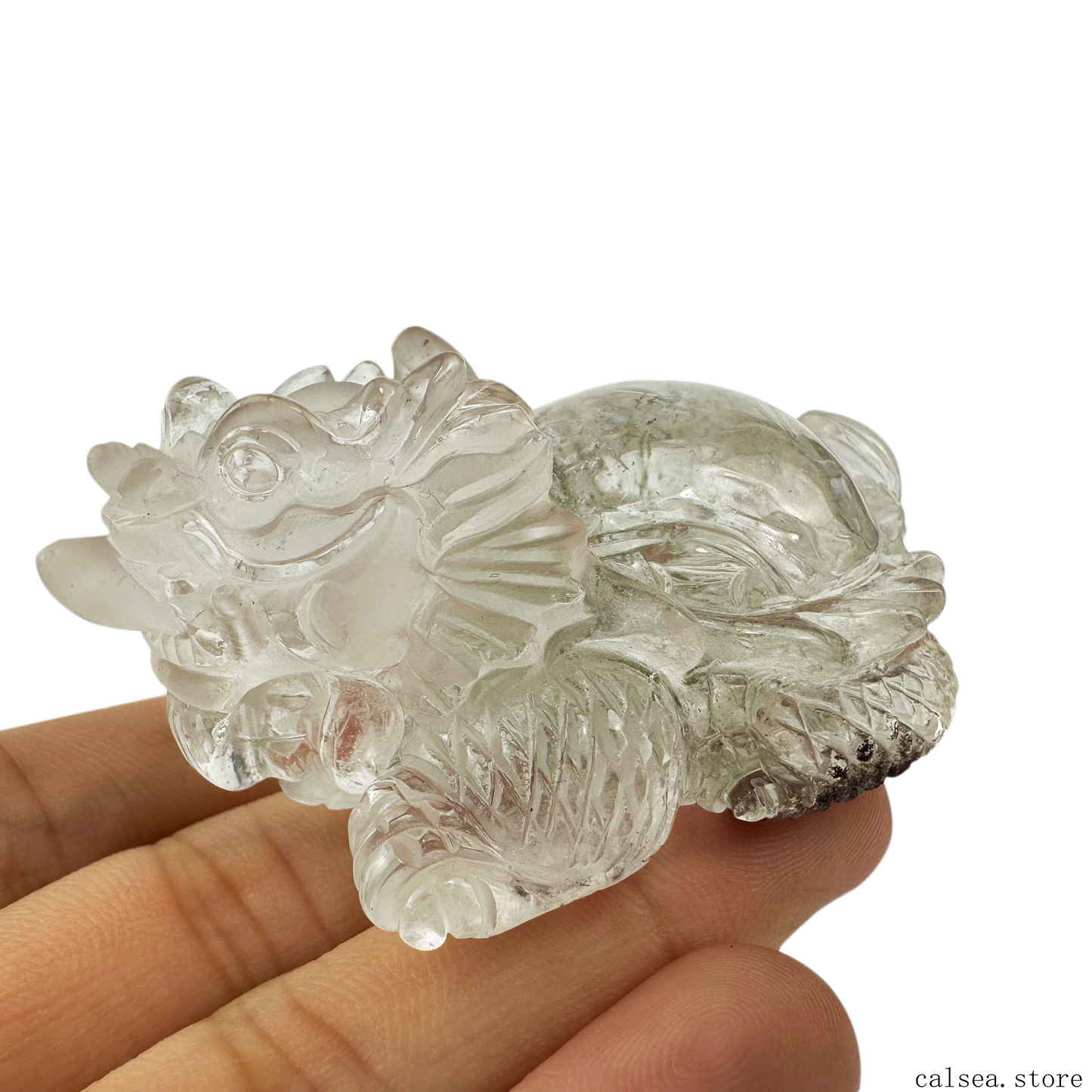 Green Gardenquartz Dragon Turtle Sculpture Crystal Healing Hand Carved