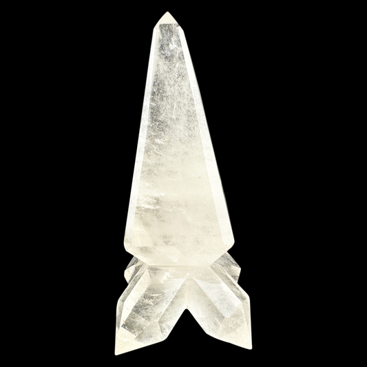 Unique Five Clearquartz Tower Hand Carved Crystal Healing Tower/Point