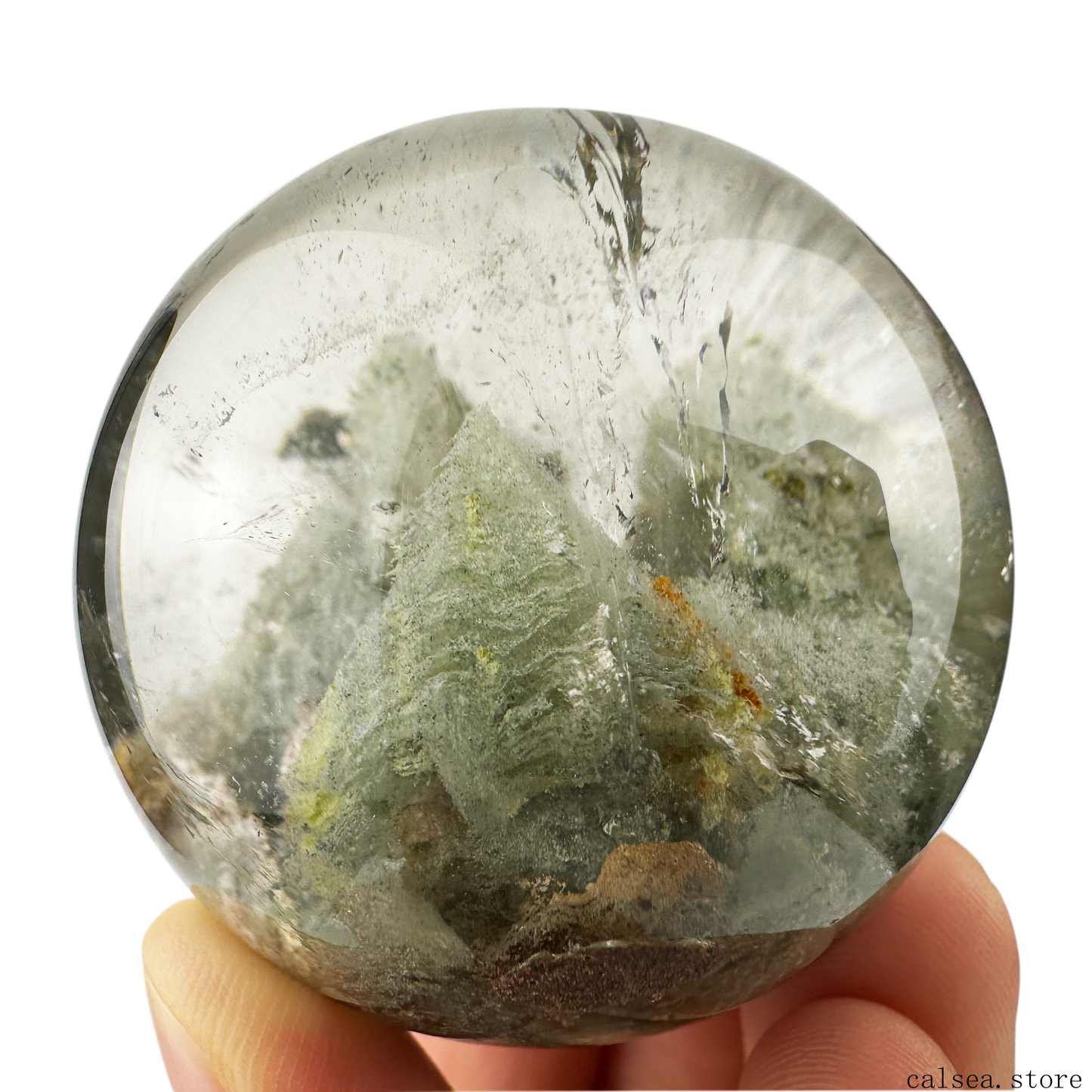 Awesome Three Green Mountain Gardenquartz Sphere Lodalite Quartz Crystal Healing Hand Carved Crystal Sphere/Ball