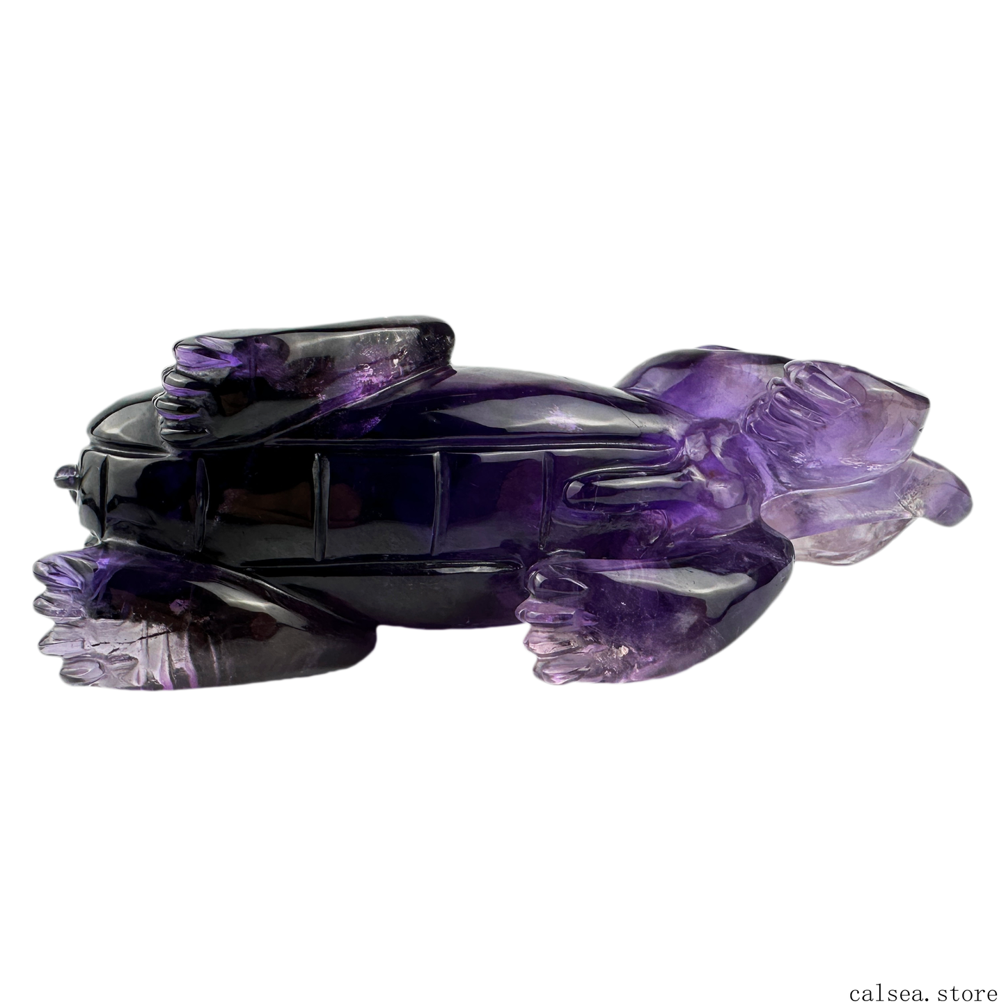 Dark Amethyst PIXIU Sculpture Crystal Healing Hand Carved