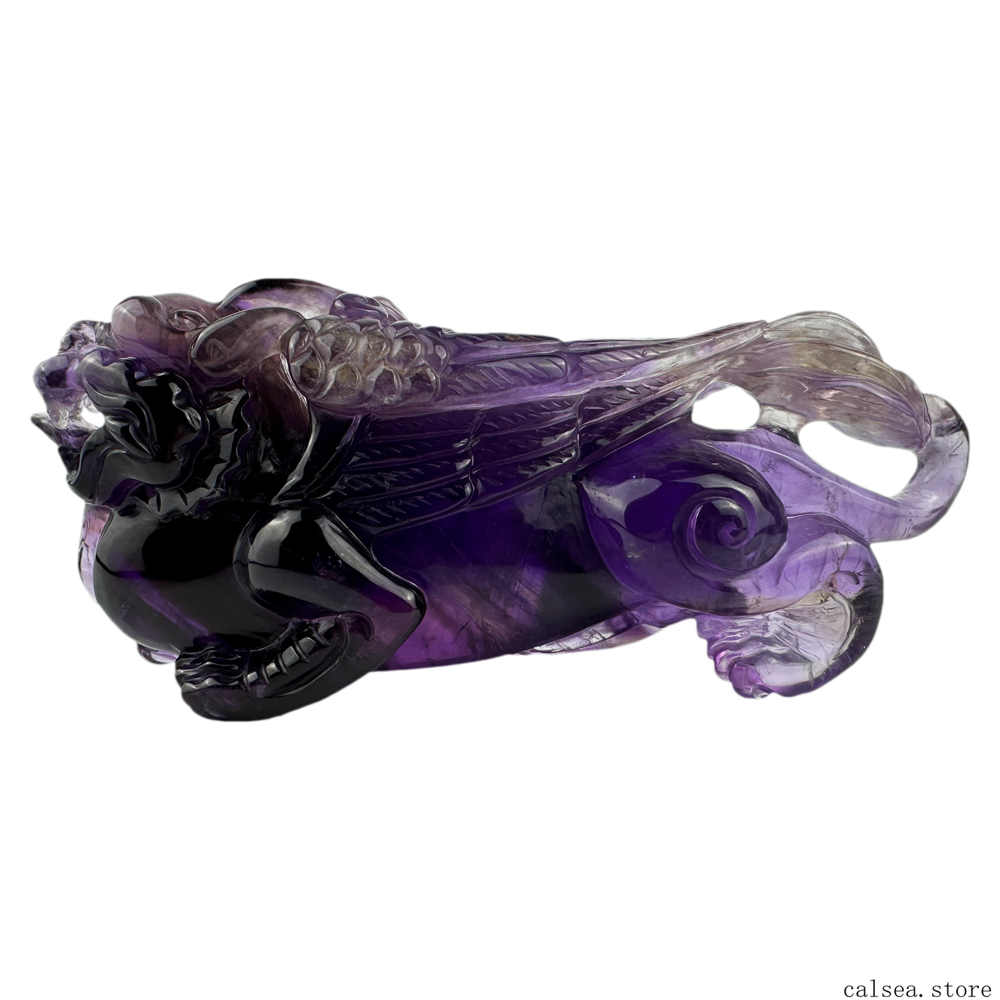 Dark Amethyst PIXIU Sculpture Crystal Healing Hand Carved