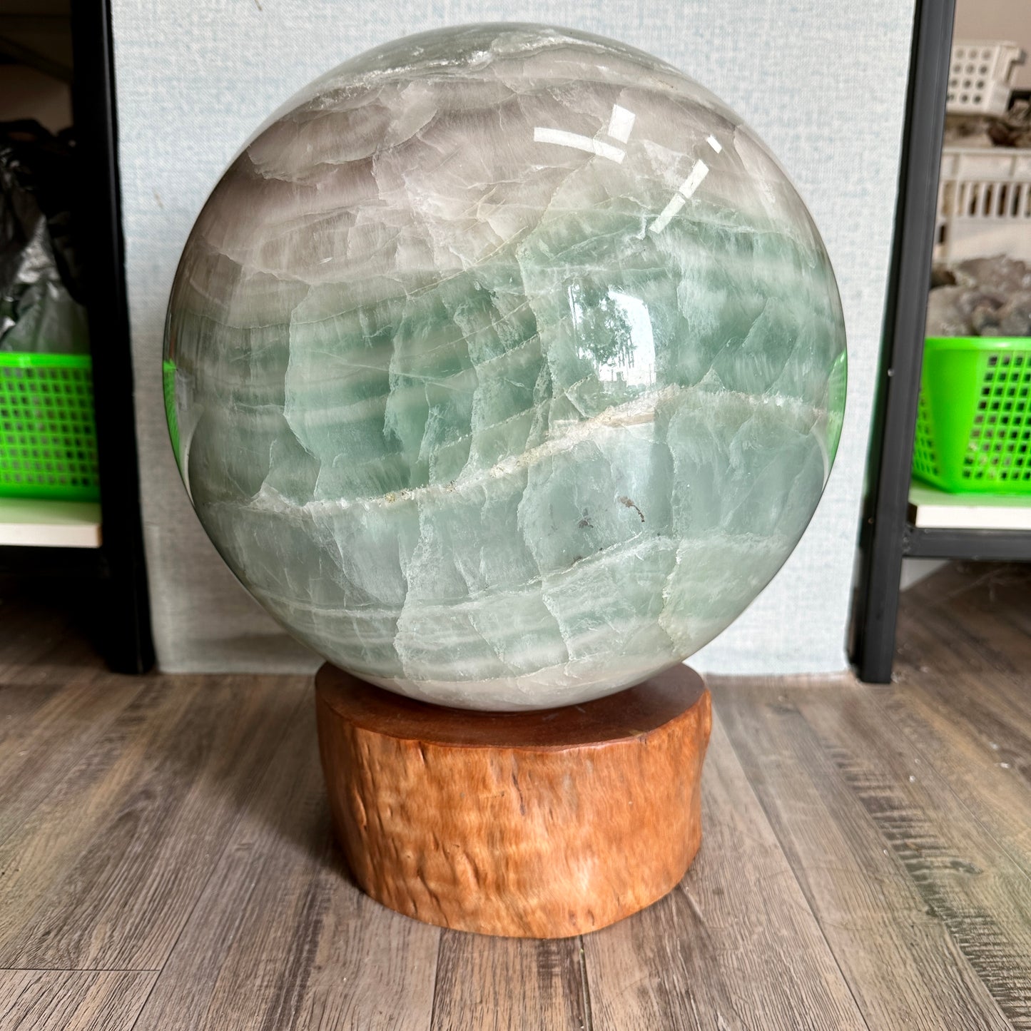 Huge Fluorite Sphere Crystal Healing Hand Carved Sphere/Ball