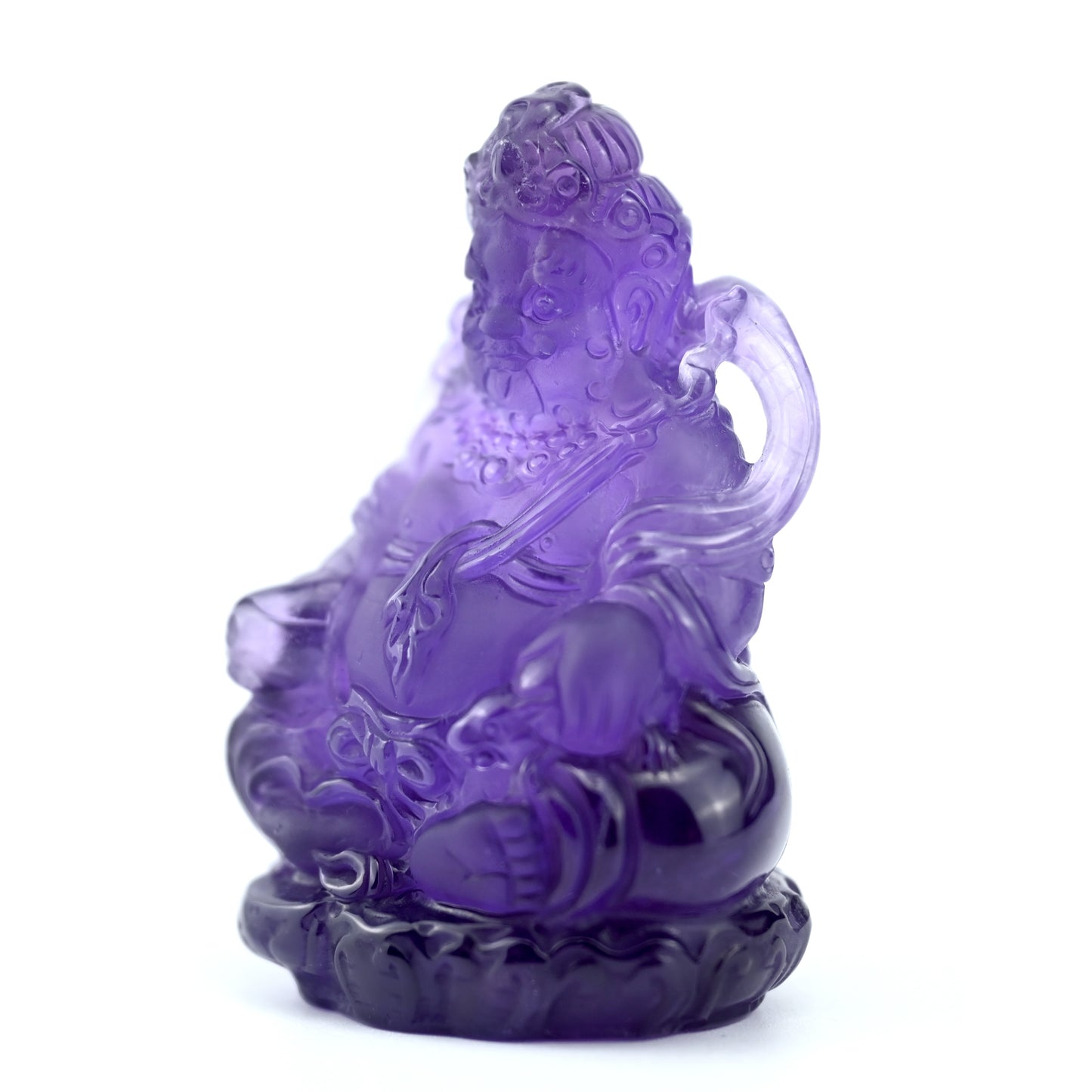 Dark Amethyst God Of Wealth Sculpture Crystal Healing Hand Carved