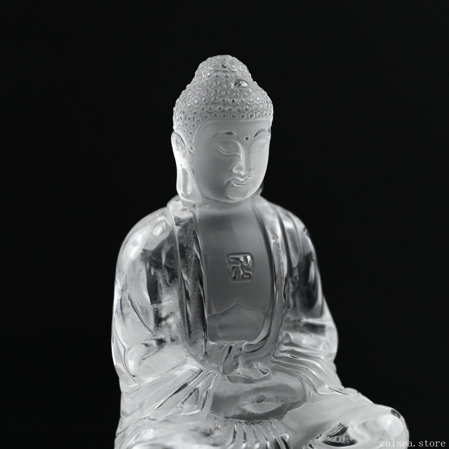 Clearquartz Shakyamuni Buddha Sculpture Crystal Healing Hand Carved