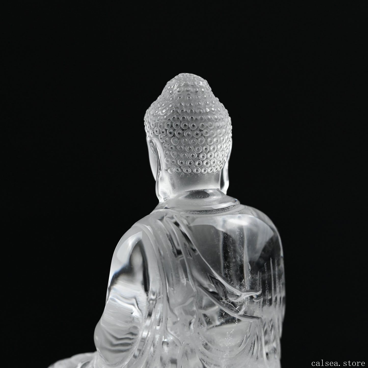 Clearquartz Shakyamuni Buddha Sculpture Crystal Healing Hand Carved