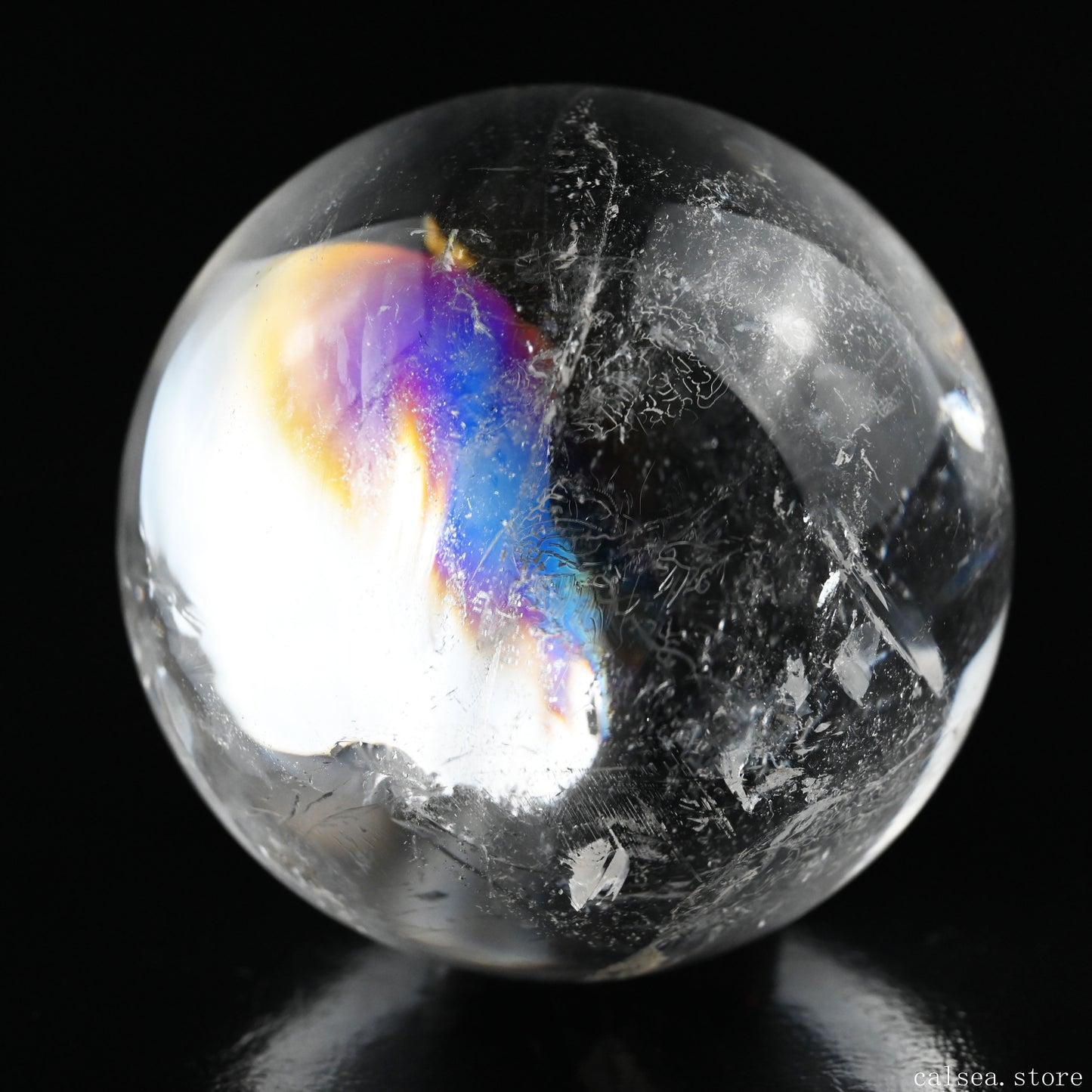 2.76''Stunning Rainbow Clearquartz Sphere Crystal Healing Hand Carved Sphere/Ball