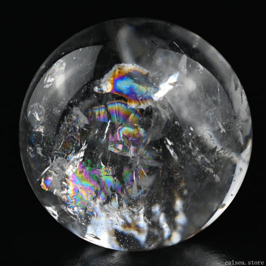 3.09''Stunning Rainbow Clearquartz Sphere Crystal Healing Hand Carved Sphere/Ball