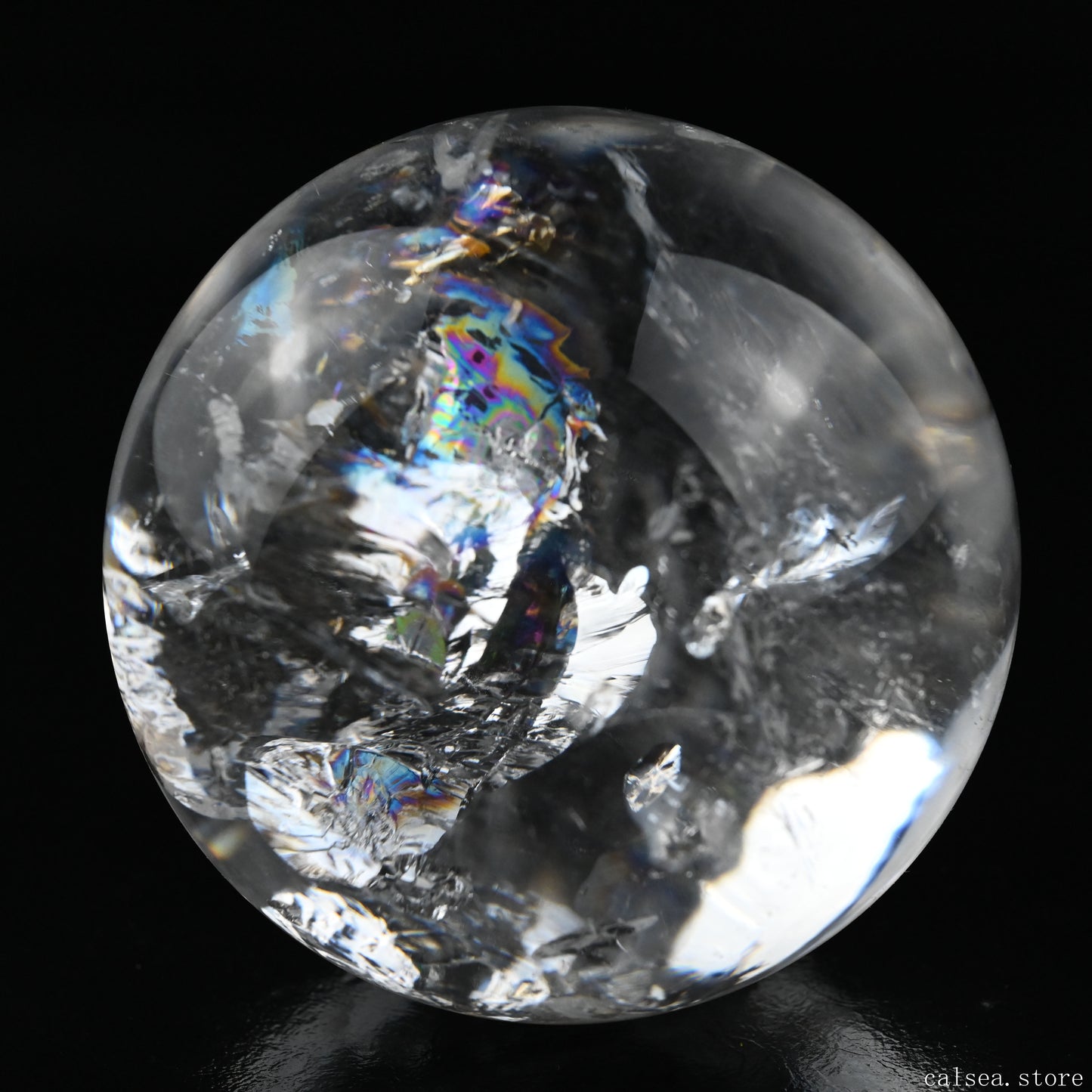 3.09''Stunning Rainbow Clearquartz Sphere Crystal Healing Hand Carved Sphere/Ball