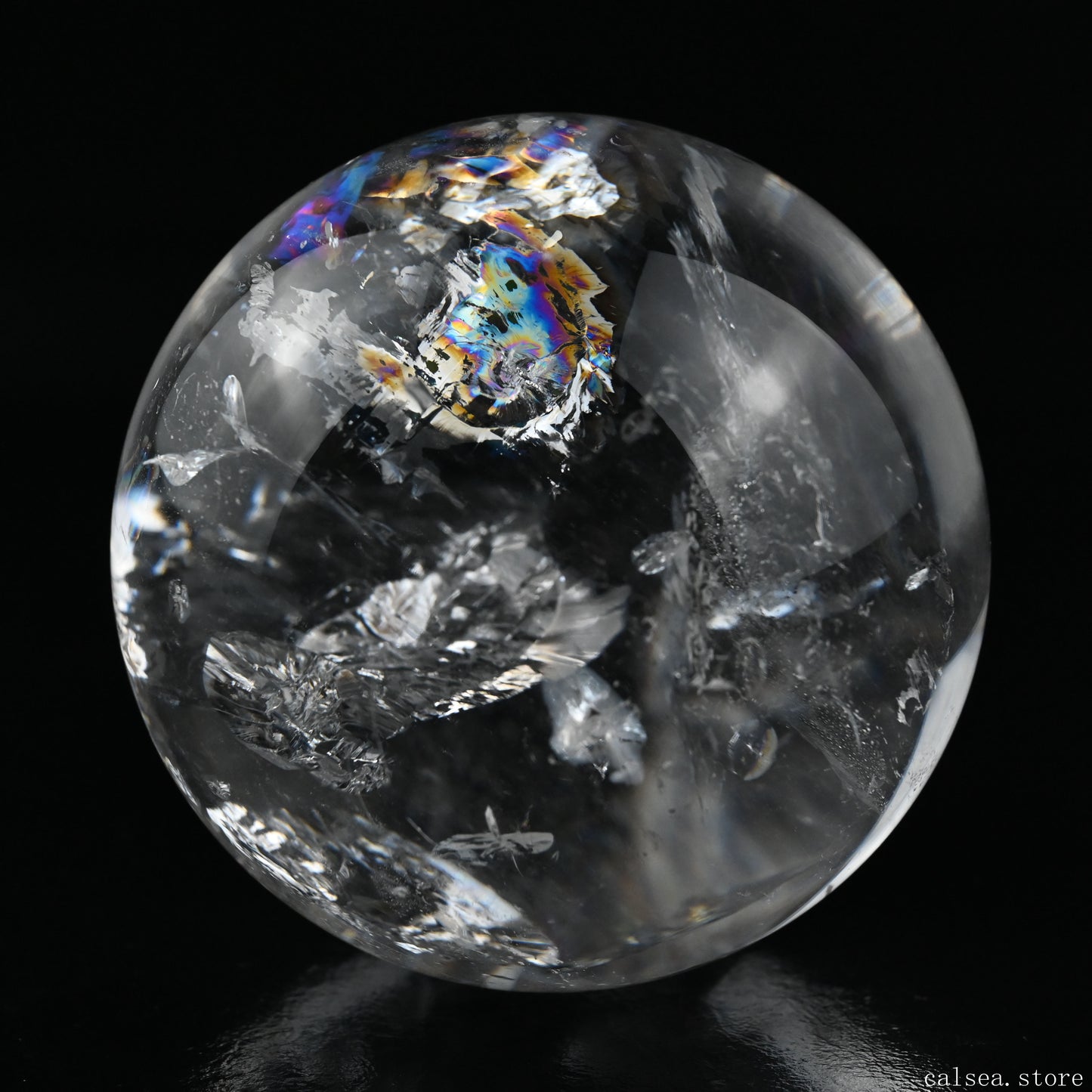 3.09''Stunning Rainbow Clearquartz Sphere Crystal Healing Hand Carved Sphere/Ball