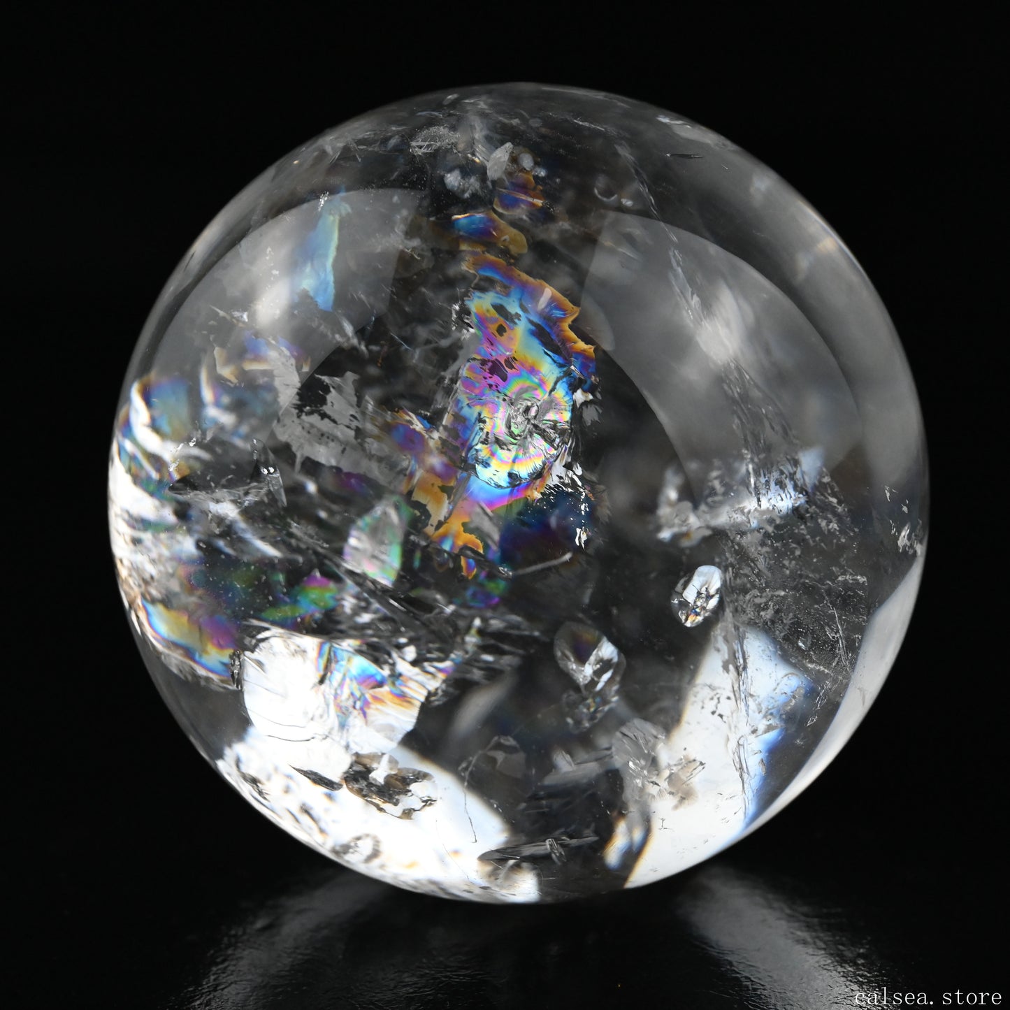 3.09''Stunning Rainbow Clearquartz Sphere Crystal Healing Hand Carved Sphere/Ball