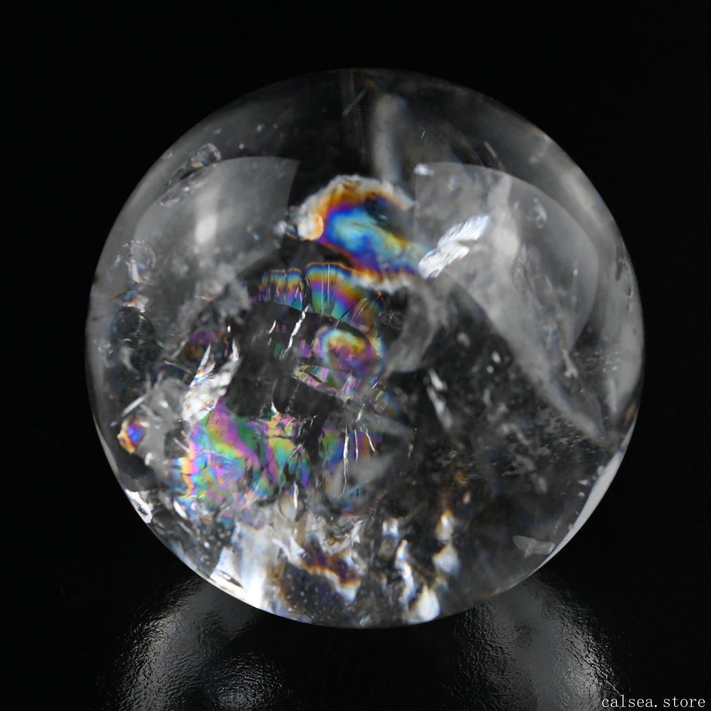 3.09''Stunning Rainbow Clearquartz Sphere Crystal Healing Hand Carved Sphere/Ball