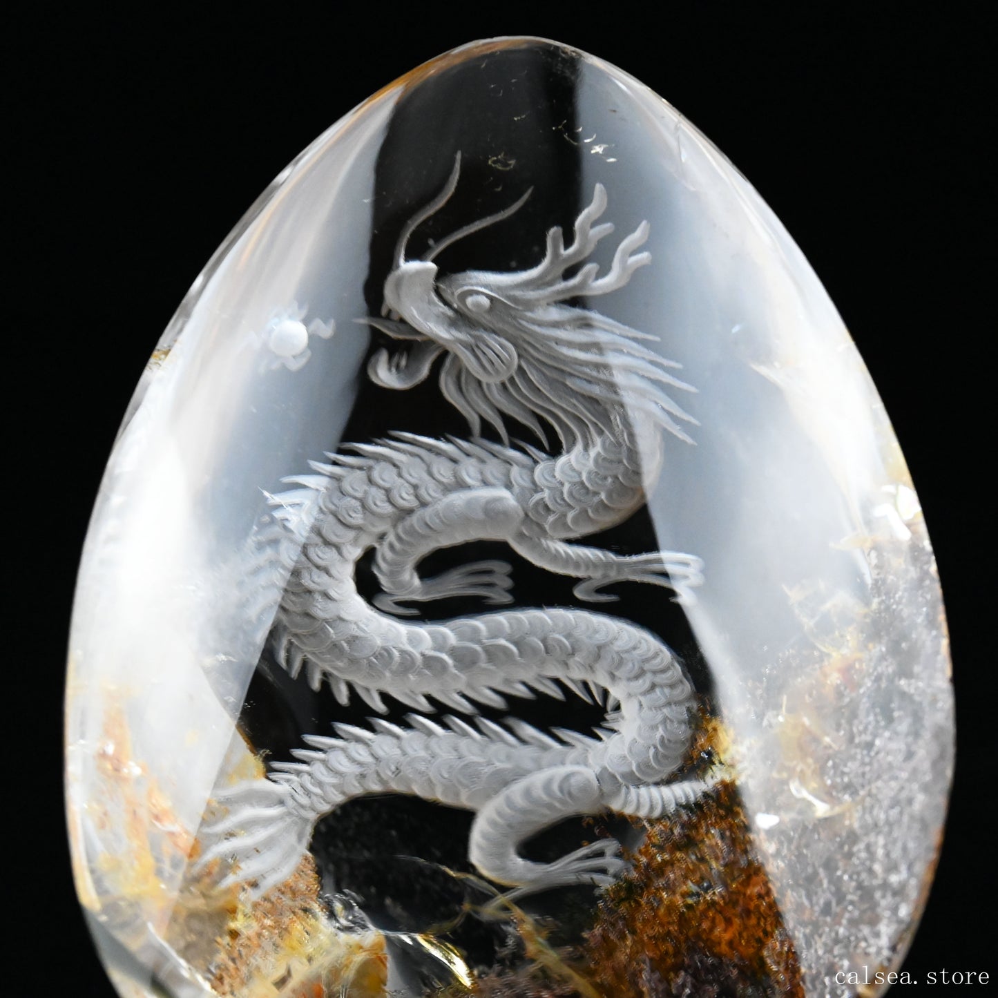 Awesome Coloful Gardenquartz Dragon Sculpture Crystal Healing Hand Carved