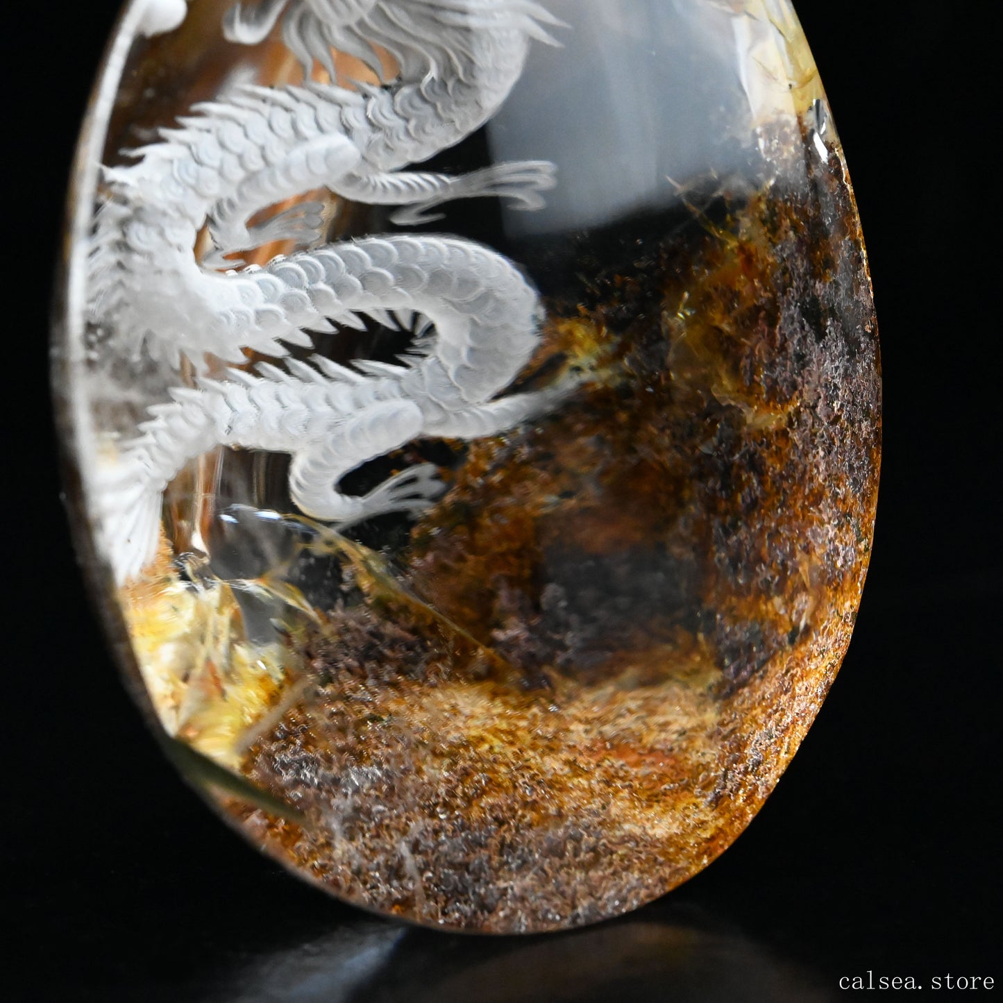 Awesome Coloful Gardenquartz Dragon Sculpture Crystal Healing Hand Carved