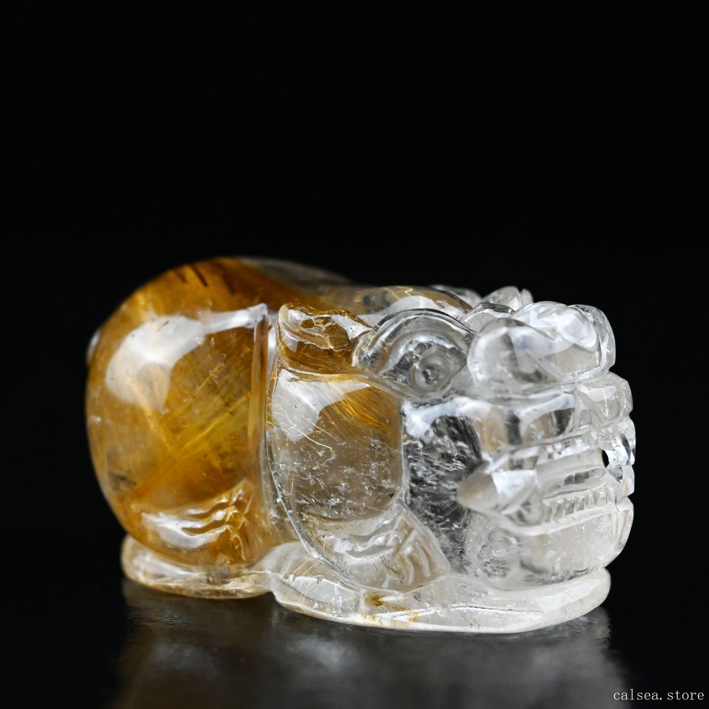 Golden Rutile PiXiu Sculpture Rutilated Crystal Crystal Healing Hand Carved