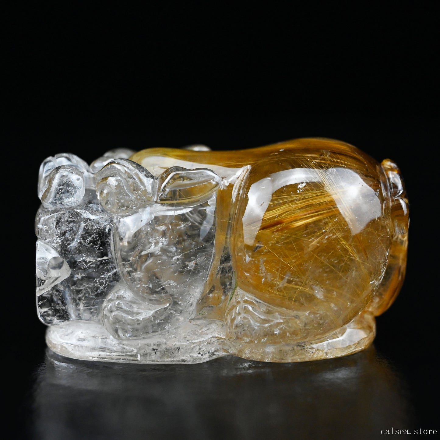 Golden Rutile PiXiu Sculpture Rutilated Crystal Crystal Healing Hand Carved