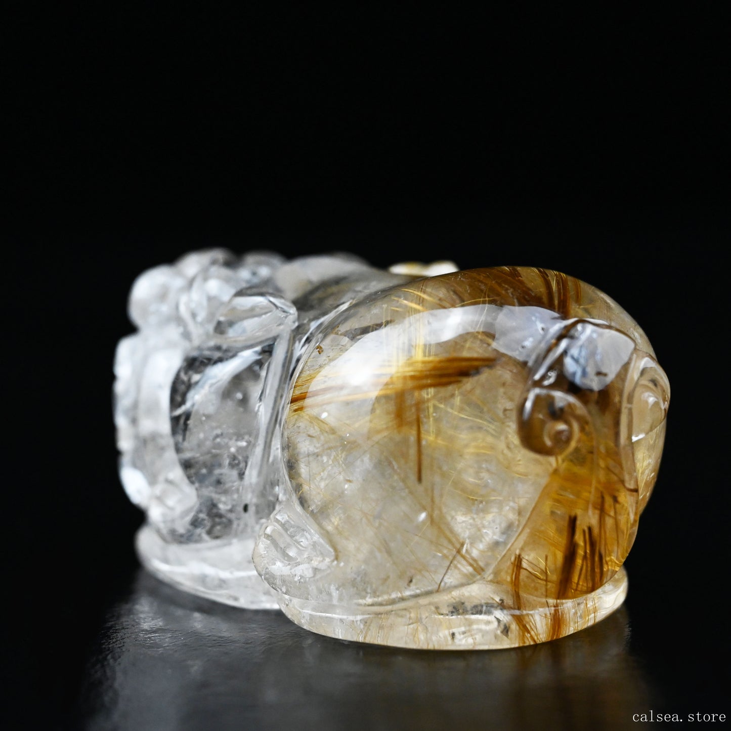 Golden Rutile PiXiu Sculpture Rutilated Crystal Crystal Healing Hand Carved