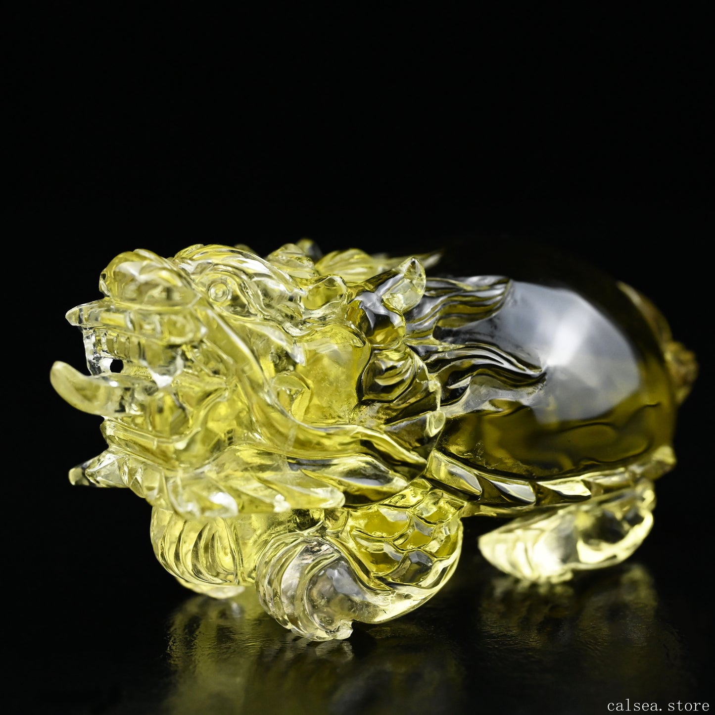 3.67'' Brazil Citrine Dragon Turtle Sculpture Crystal Healing Hand Carved