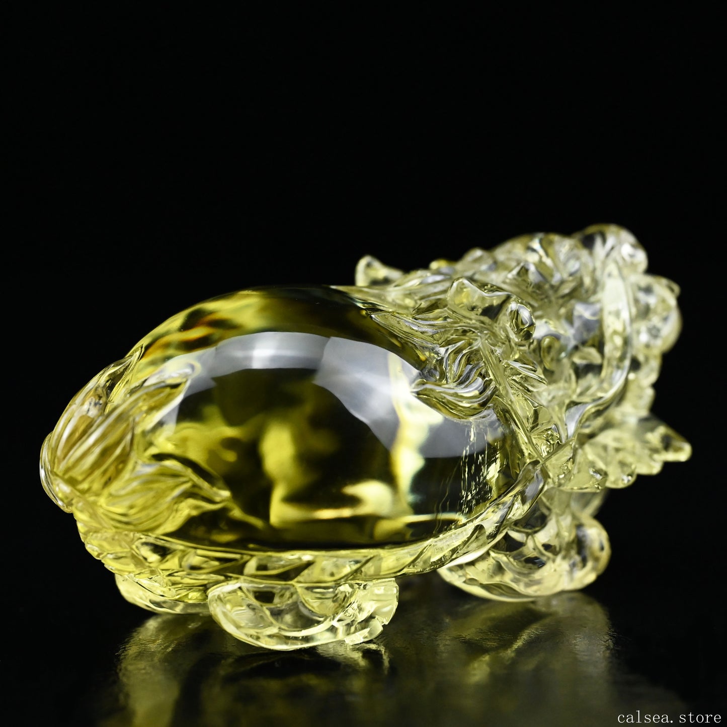 3.67'' Brazil Citrine Dragon Turtle Sculpture Crystal Healing Hand Carved