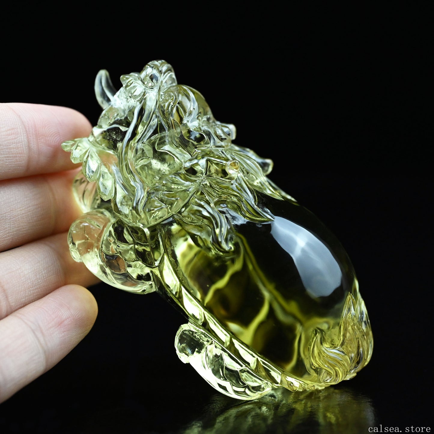 3.67'' Brazil Citrine Dragon Turtle Sculpture Crystal Healing Hand Carved