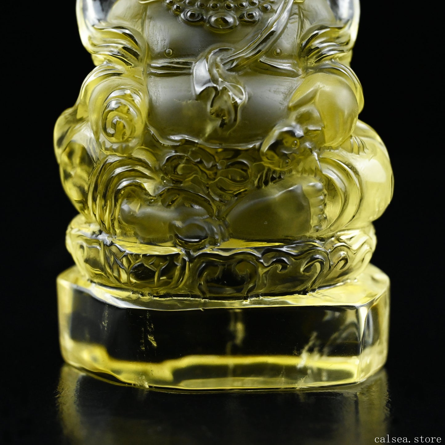 2.35''Brazil Citrine God Of Wealth Buddha Sculpture Crystal Healing Hand Carved Ornaments