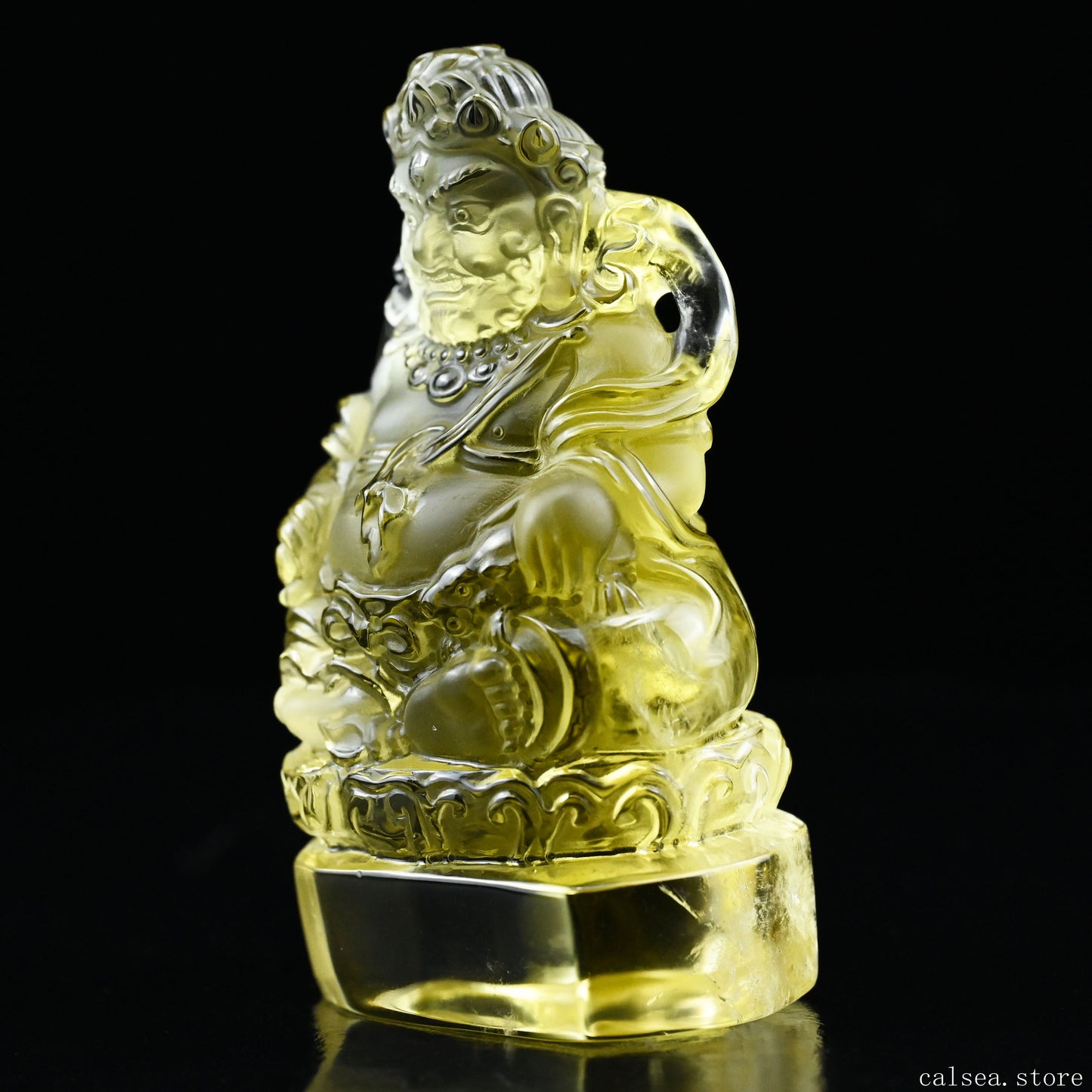 2.35''Brazil Citrine God Of Wealth Buddha Sculpture Crystal Healing Hand Carved Ornaments