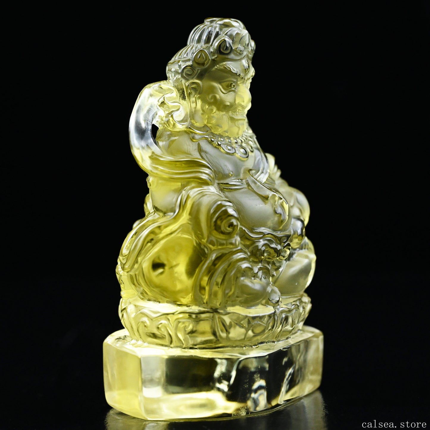 2.35''Brazil Citrine God Of Wealth Buddha Sculpture Crystal Healing Hand Carved Ornaments