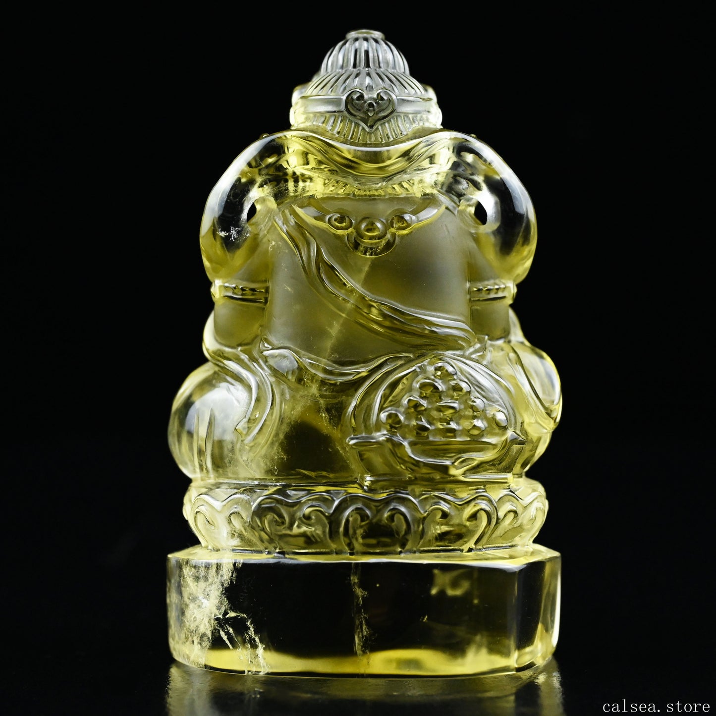 2.35''Brazil Citrine God Of Wealth Buddha Sculpture Crystal Healing Hand Carved Ornaments