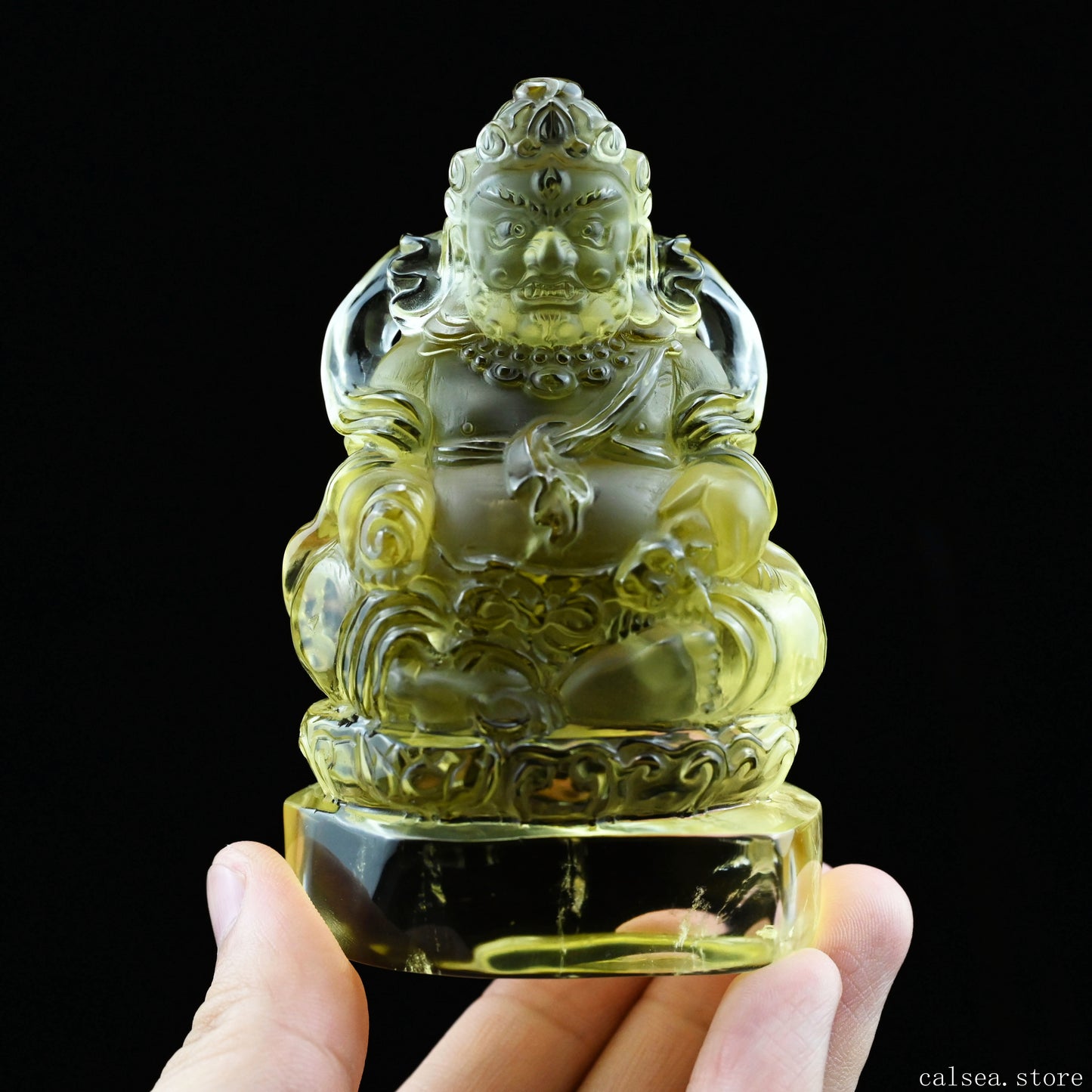 2.35''Brazil Citrine God Of Wealth Buddha Sculpture Crystal Healing Hand Carved Ornaments