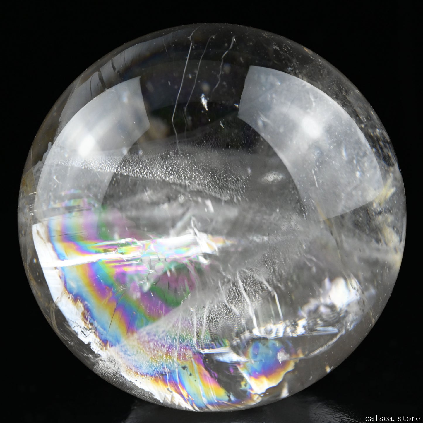 4.17'' Huge Rainbow Clearquartz Sphere Crystal Healing Hand Carved Sphere/Ball