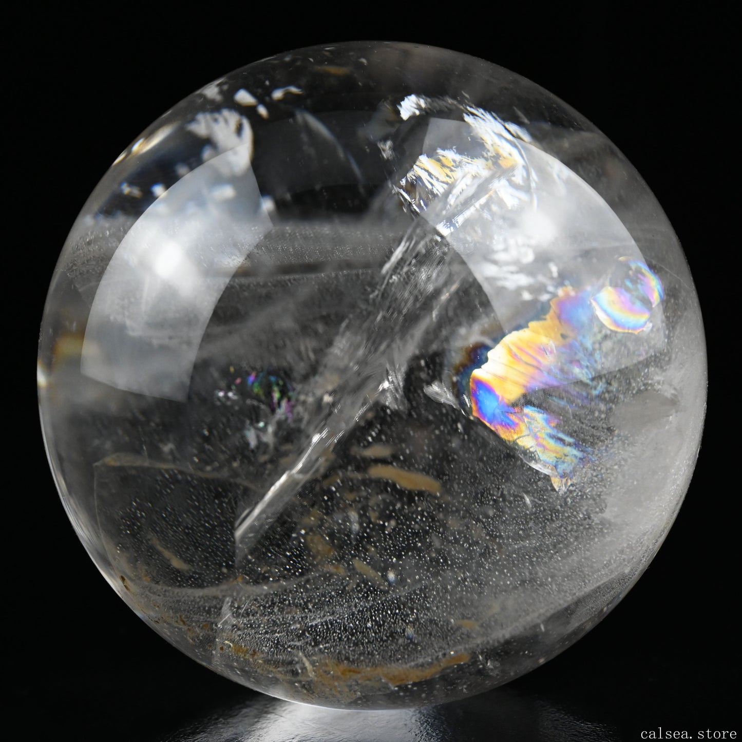 4.17'' Huge Rainbow Clearquartz Sphere Crystal Healing Hand Carved Sphere/Ball