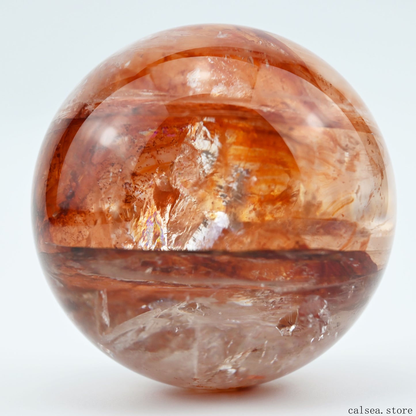 3.37'' Rainbow Dark Firequartz Sphere Crystal Healing Hand Carved Sphere/Ball