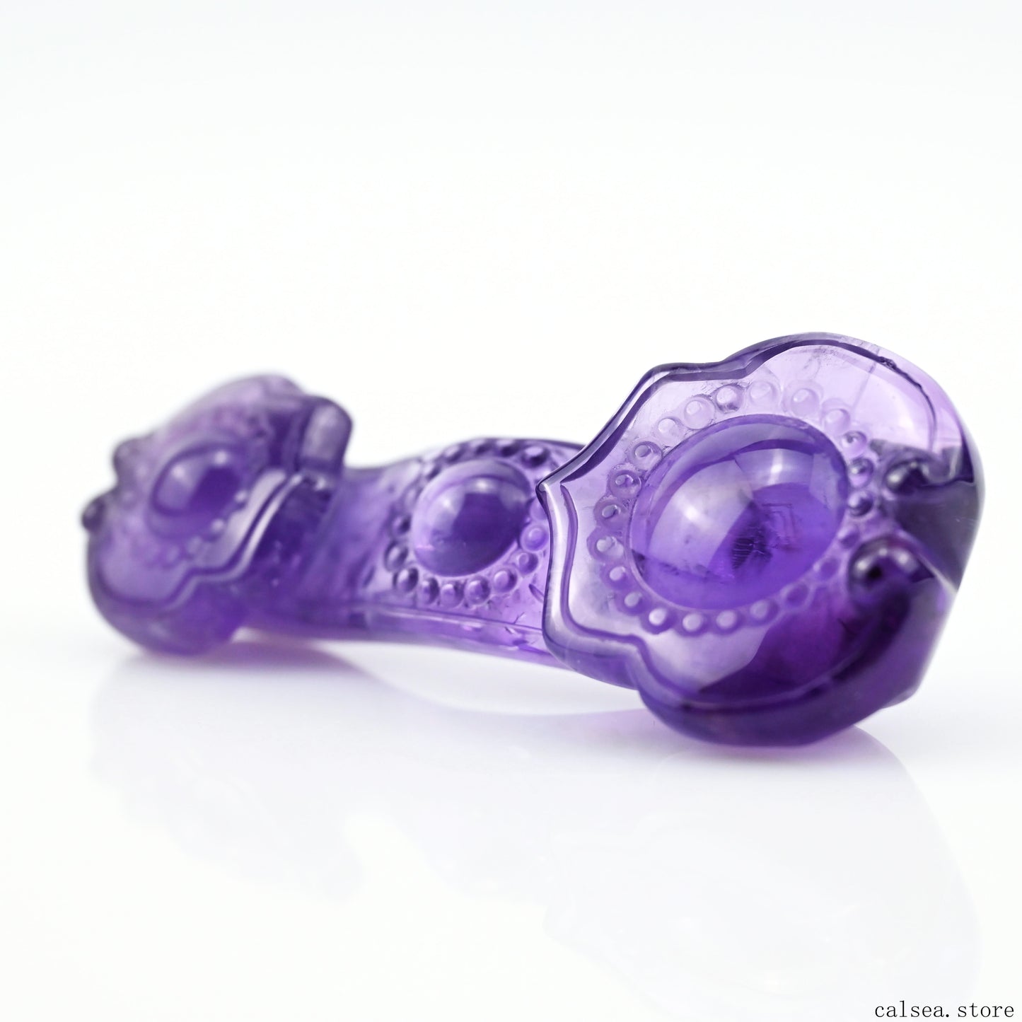 STUNNING Dark Amethyst RuYi Sculpture Crystal Healing Hand Carved