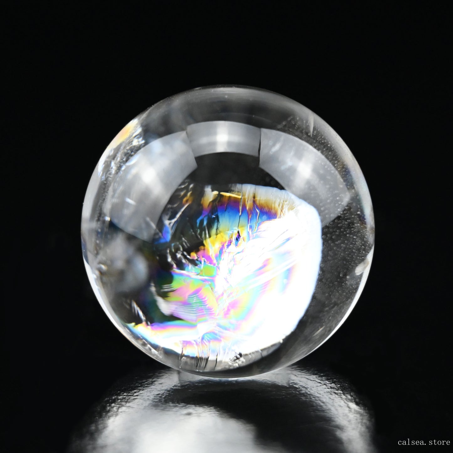 1.5'' Rainbow Clearquartz Sphere Crystal Healing Hand Carved Sphere/Ball