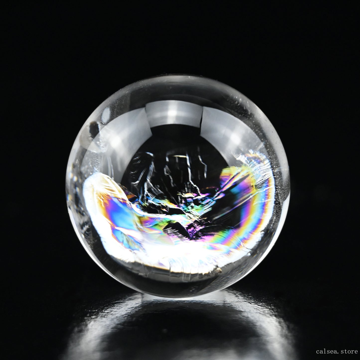 1.5'' Rainbow Clearquartz Sphere Crystal Healing Hand Carved Sphere/Ball