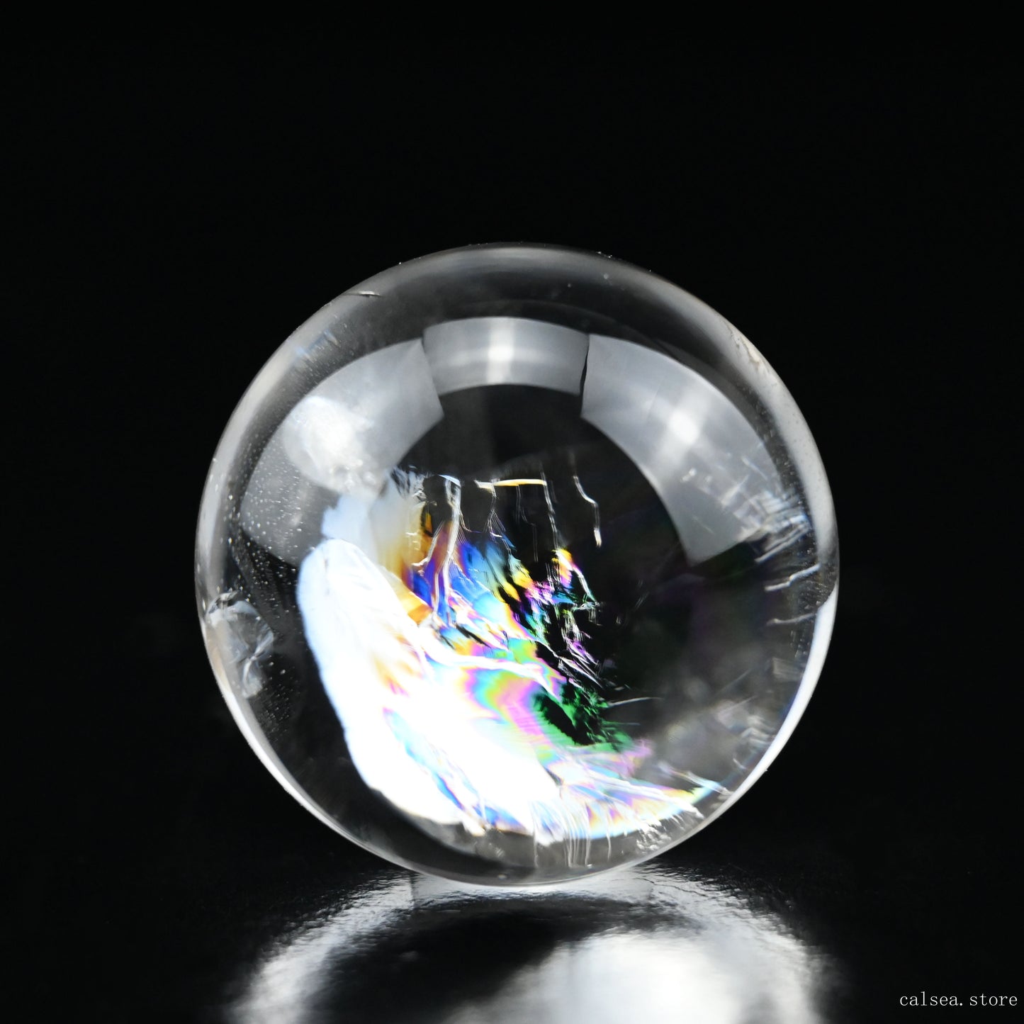 1.5'' Rainbow Clearquartz Sphere Crystal Healing Hand Carved Sphere/Ball