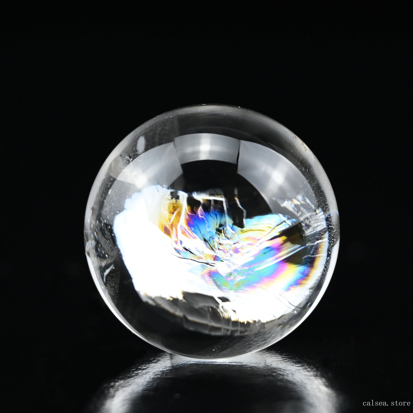 1.5'' Rainbow Clearquartz Sphere Crystal Healing Hand Carved Sphere/Ball