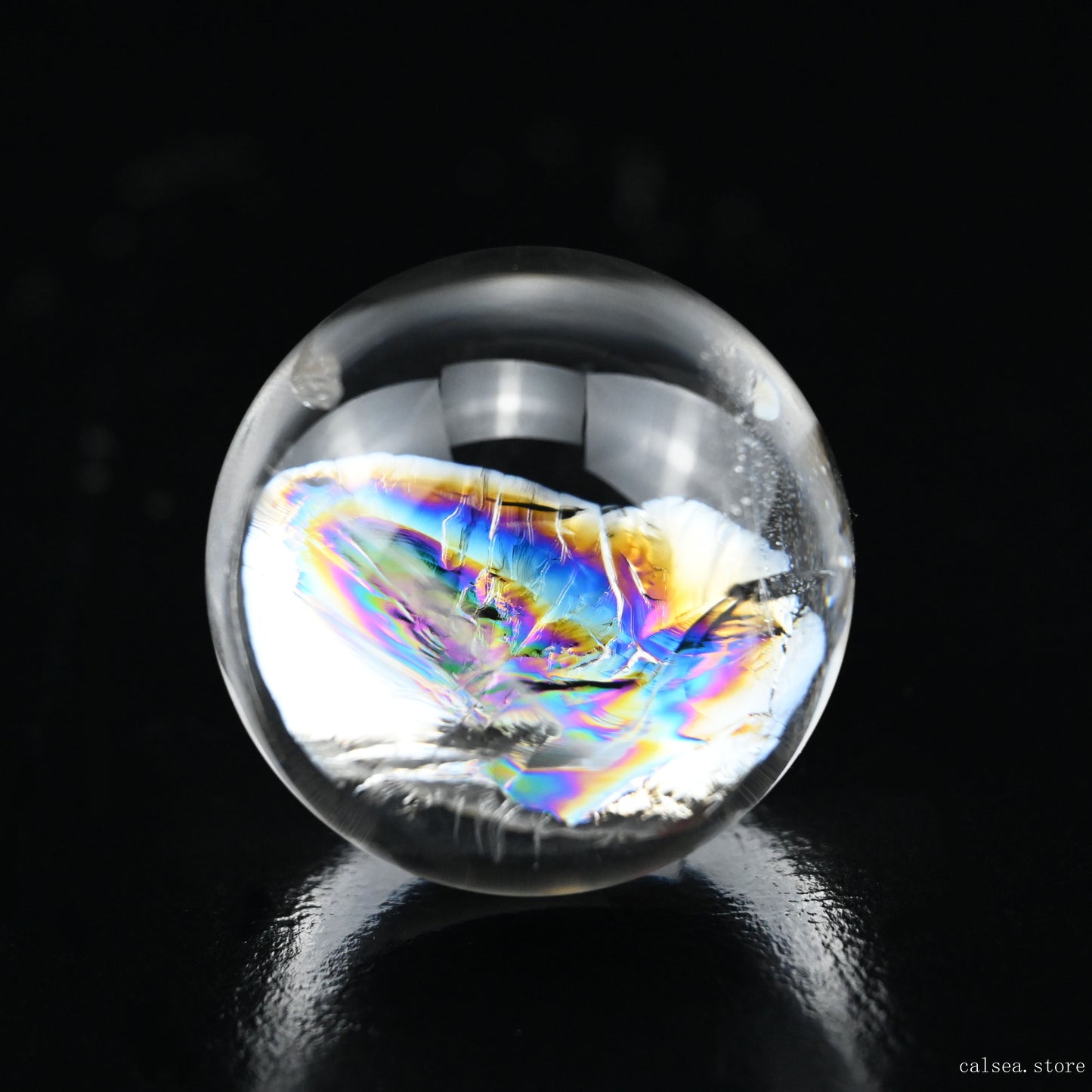 1.5'' Rainbow Clearquartz Sphere Crystal Healing Hand Carved Sphere/Ball