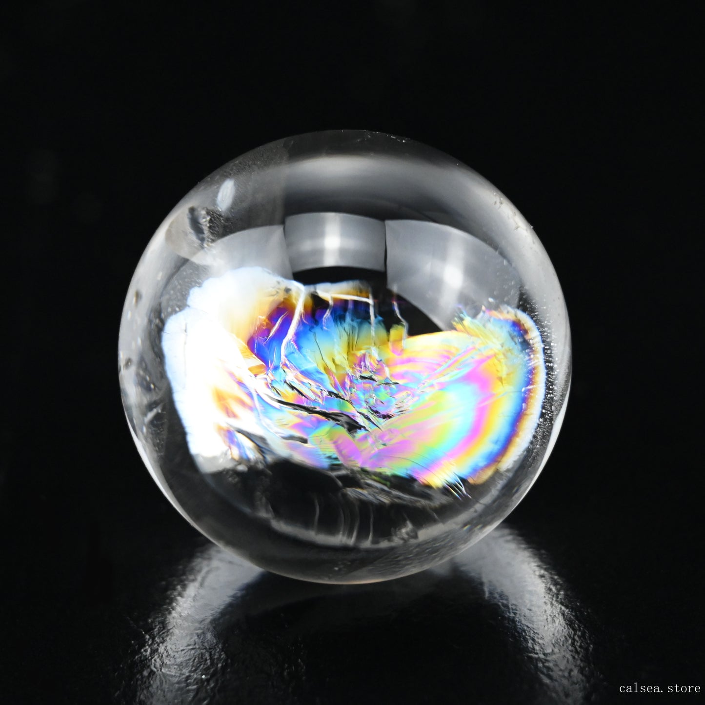 1.5'' Rainbow Clearquartz Sphere Crystal Healing Hand Carved Sphere/Ball