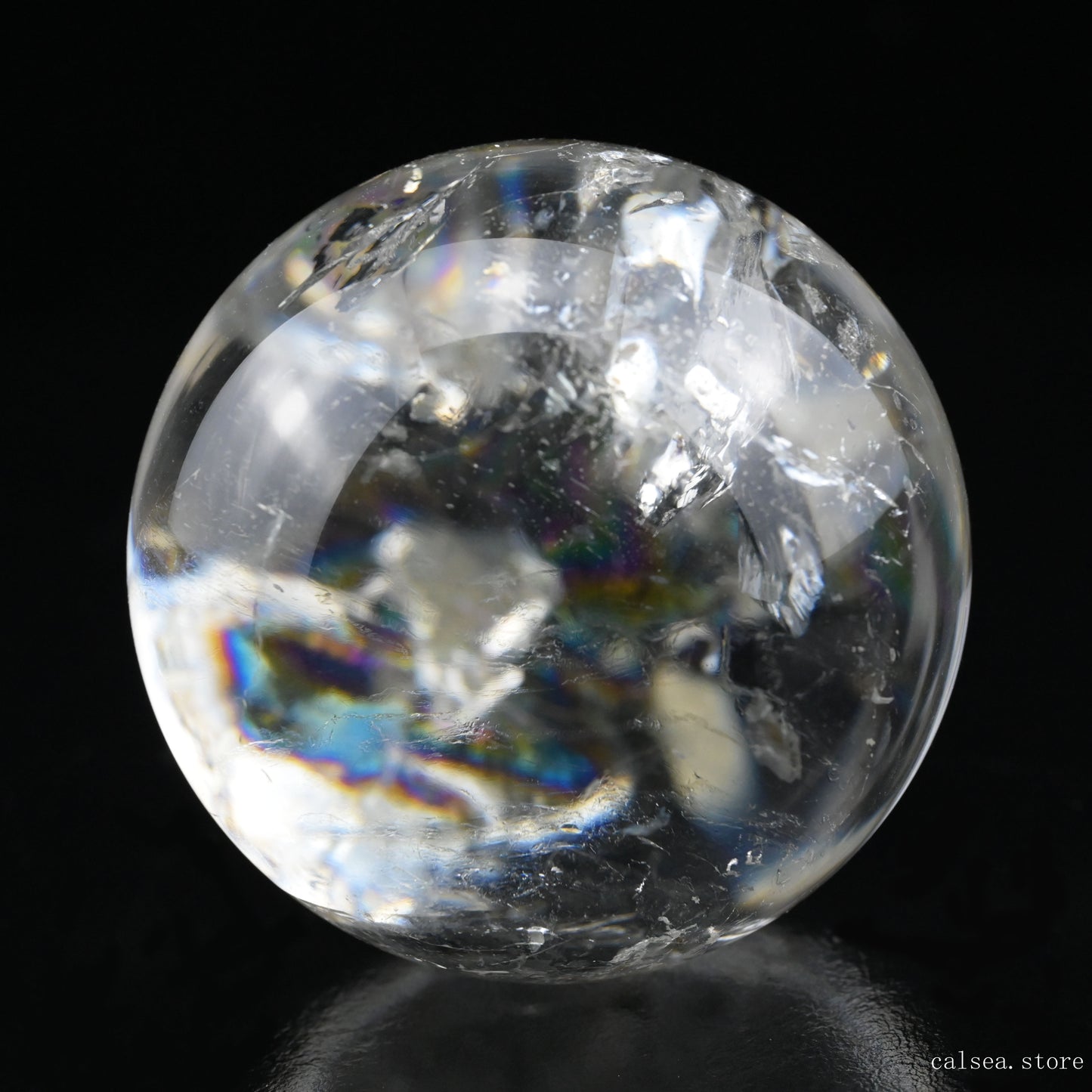 3.54'' Stunning Rainbow Clearquartz Sphere Crystal Healing Hand Carved Sphere/Ball