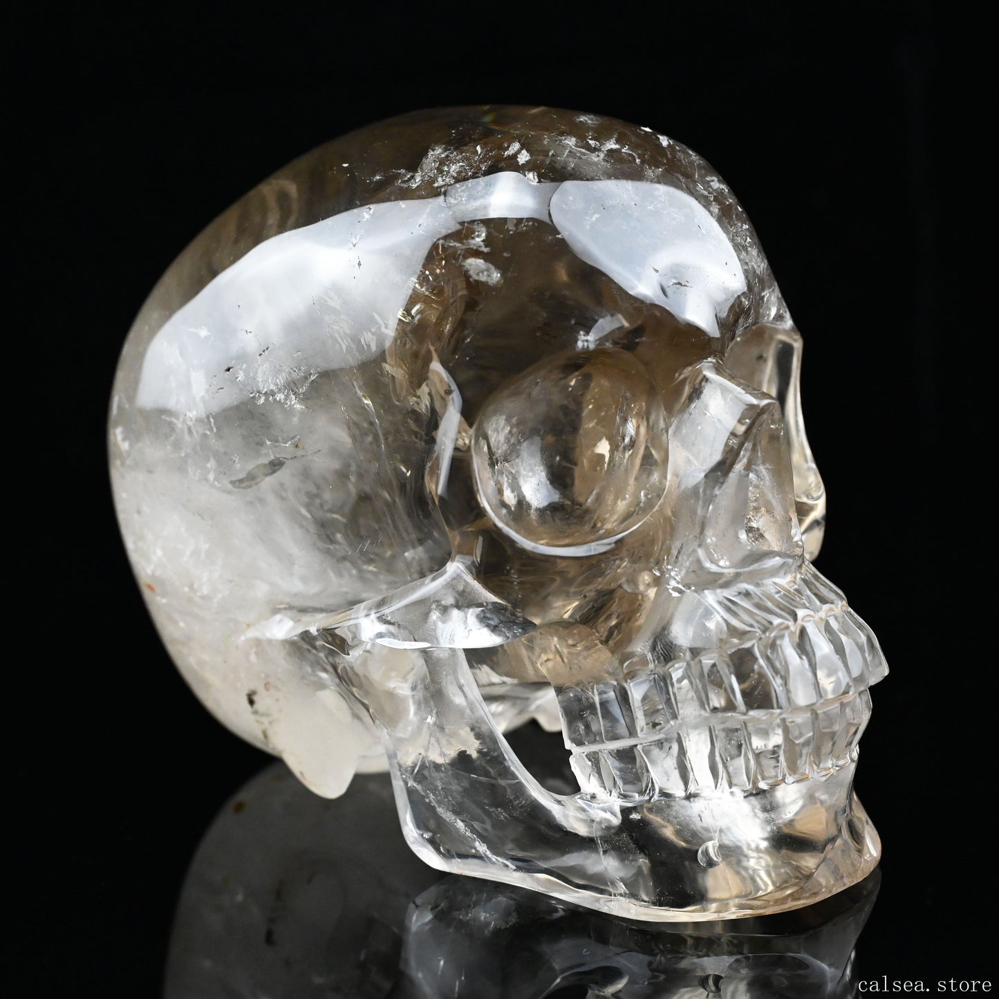 Smokeyquartz Hand Carved Crystal Skull Sculpture Crystal Healing Super Realistic