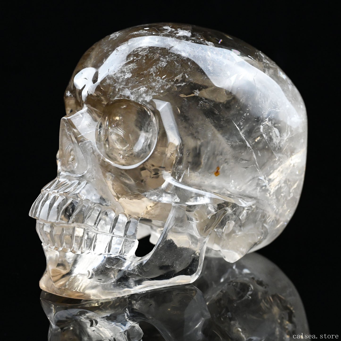 Smokeyquartz Hand Carved Crystal Skull Sculpture Crystal Healing Super Realistic