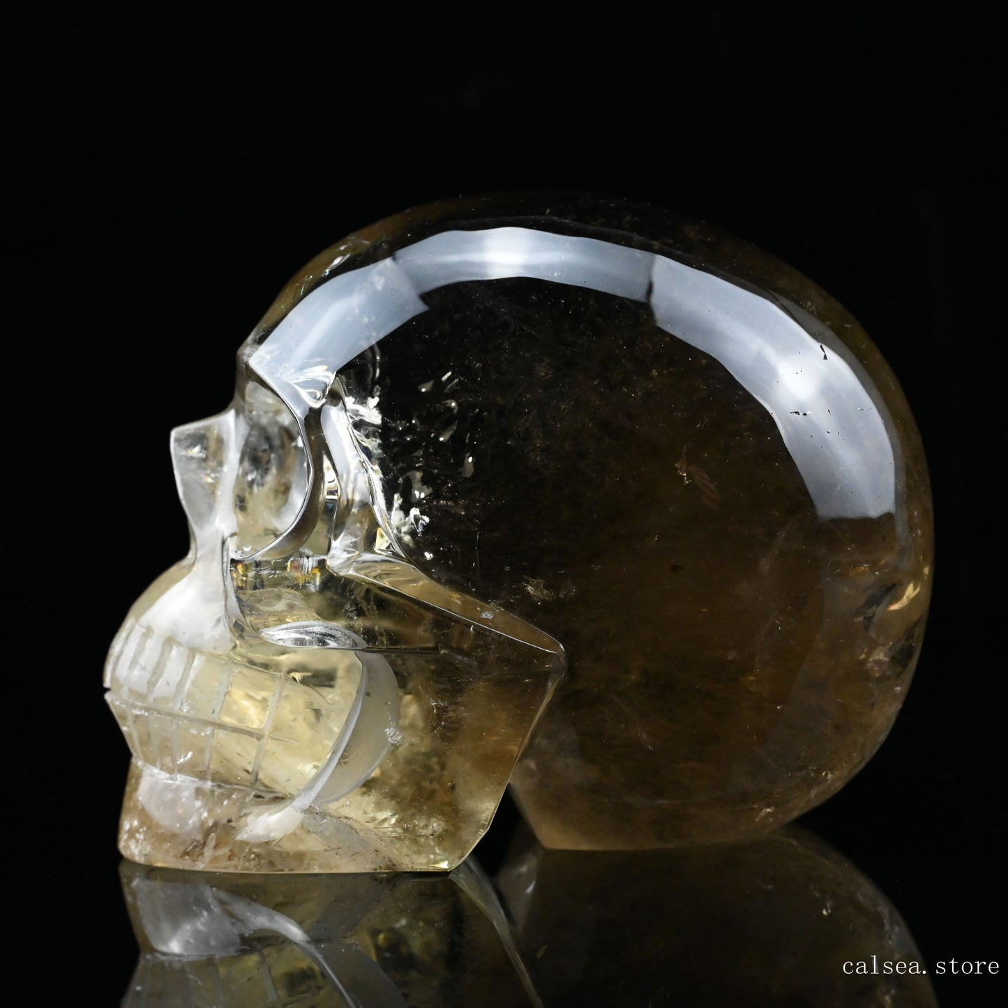 5.51'' Smokey Citrine Hand Carved Crystal Skull Sculpture Crystal Healing Super Realistic