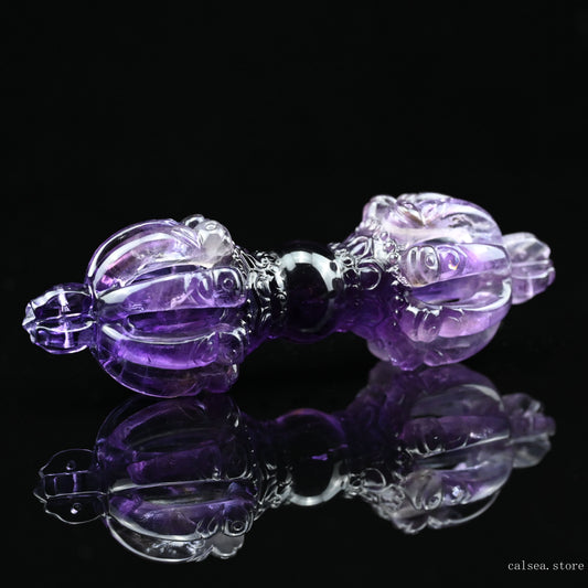 Awesome Amethyst Vajira Sculpture Artifact Crystal Healing Hand Carved