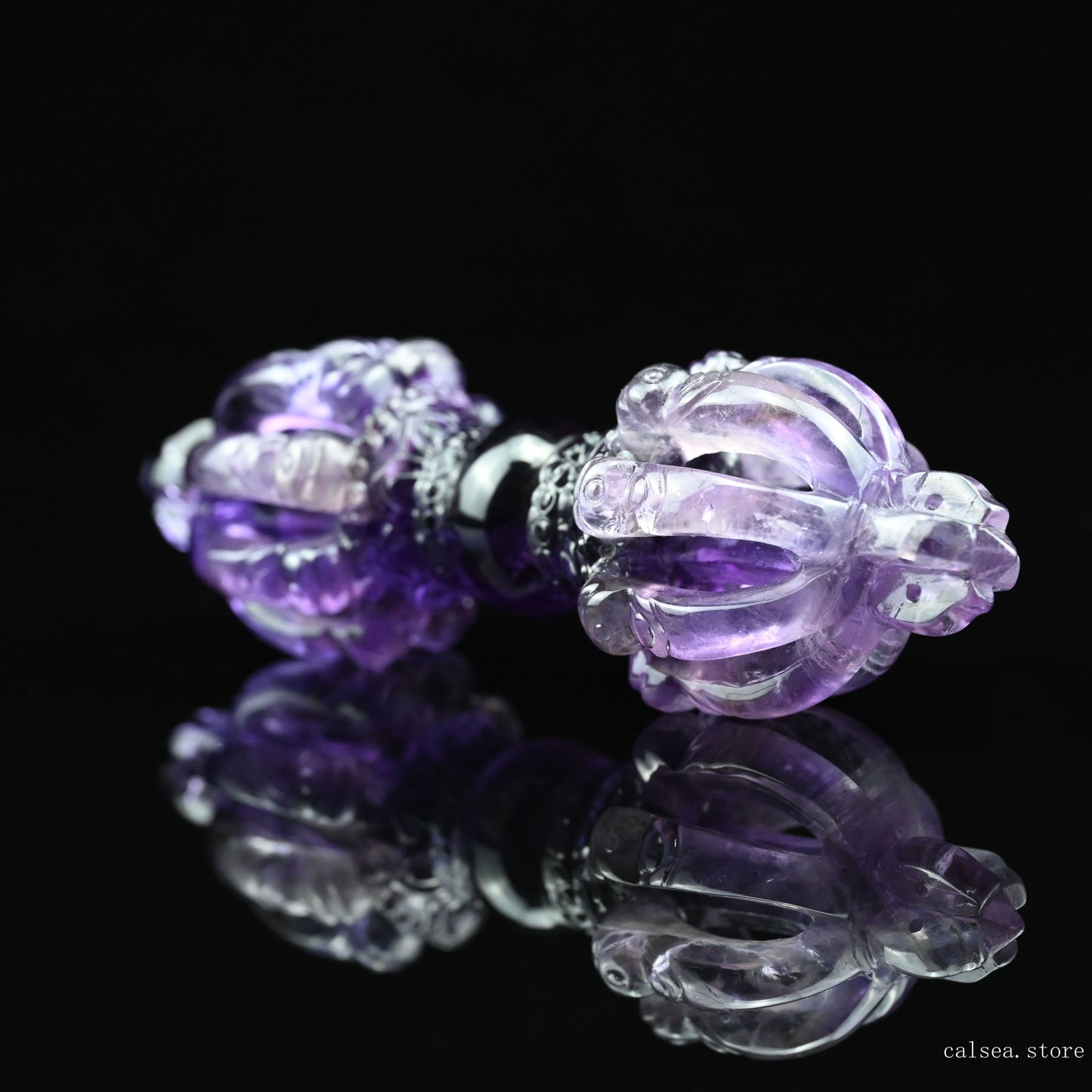 Awesome Amethyst Vajira Sculpture Artifact Crystal Healing Hand Carved