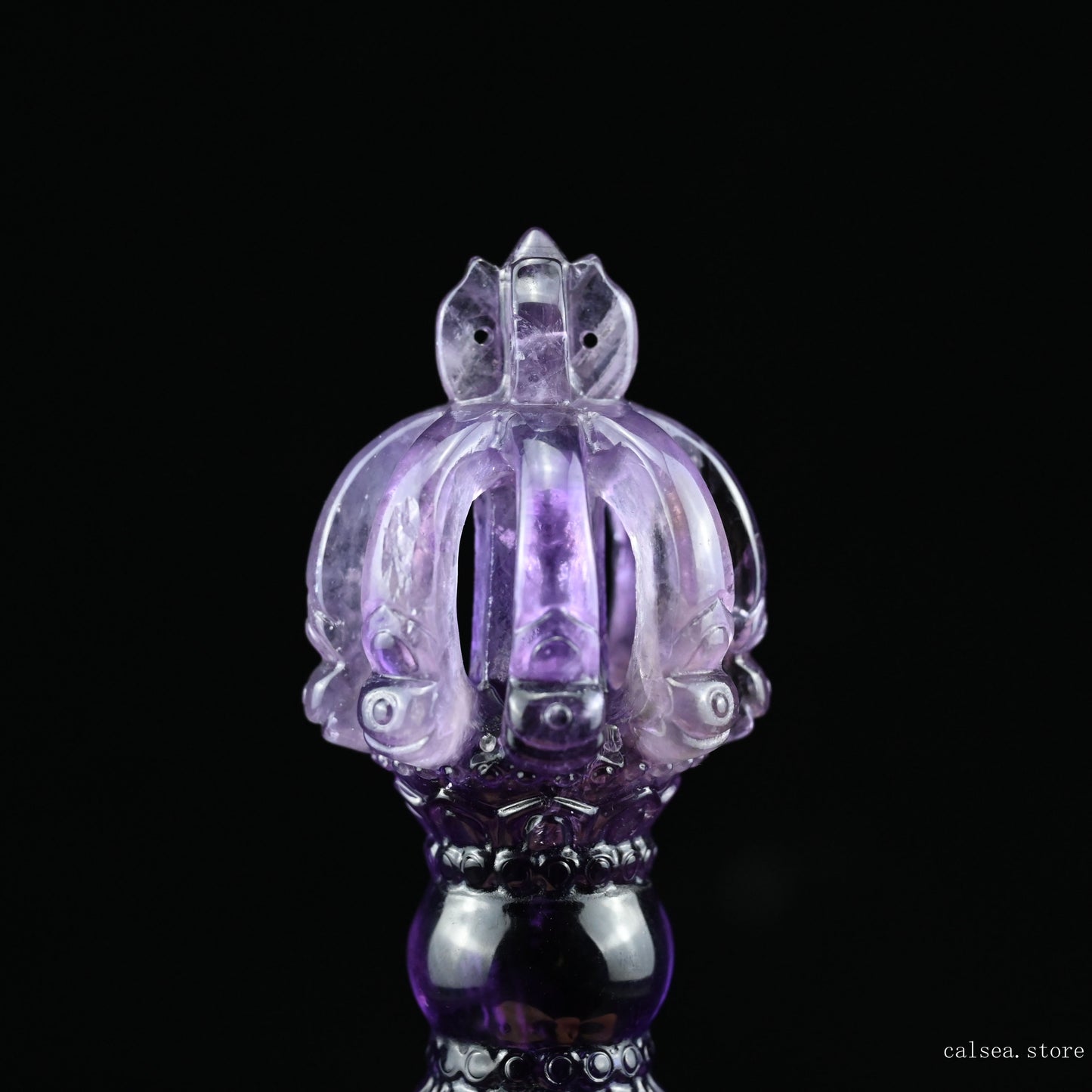 Awesome Amethyst Vajira Sculpture Artifact Crystal Healing Hand Carved