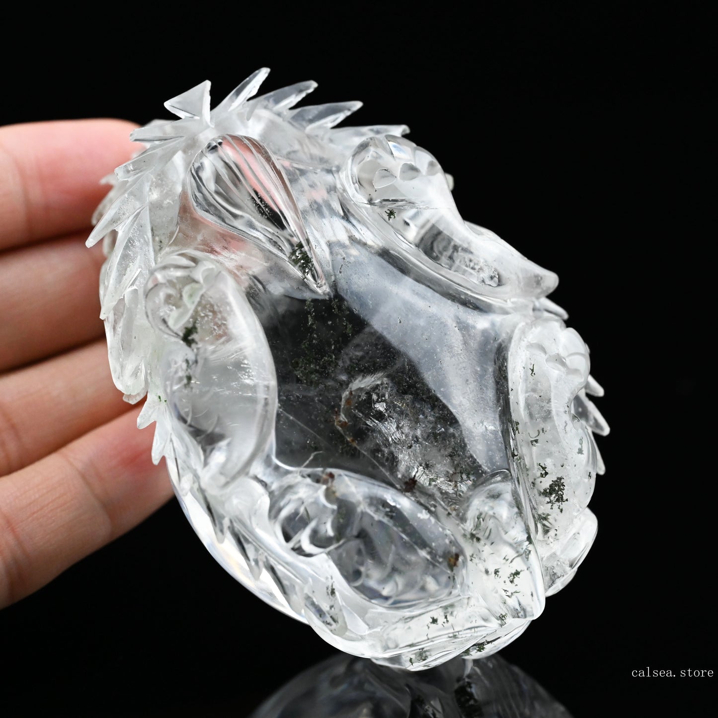 3.45" Gardenquartz Dragon Turtle Sculpture Crystal Healing Hand Carved